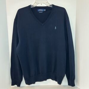 Polo Ralph Lauren men’s navy blue vneck Pima Cotton‎ sweater size XL